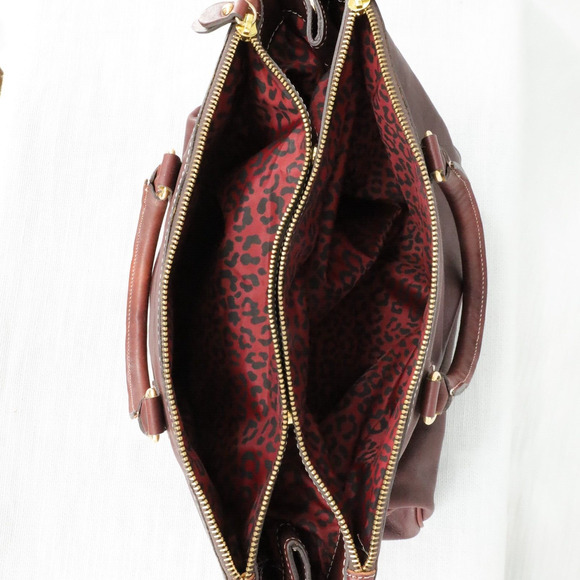 My Choice Leather Briefcase Womens Burgundy Bag Handbag Zip Lined Magnetic Italy - Picture 7 of 12